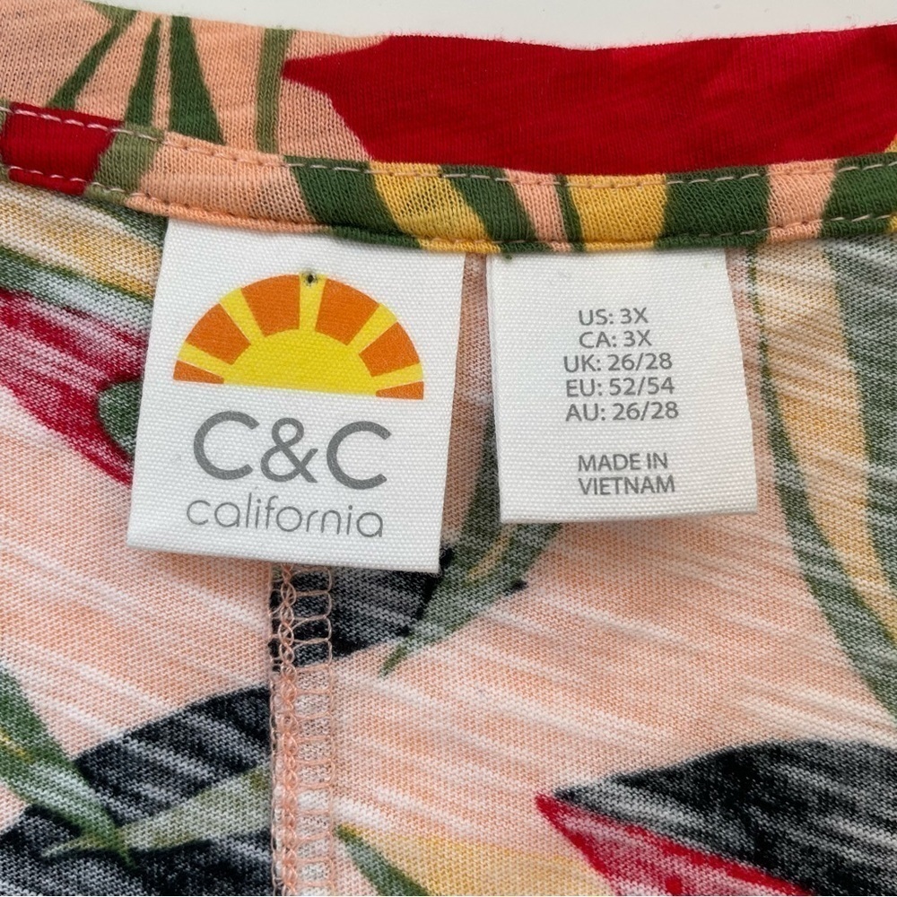 C&C California Tropical Autumn Lightweight Long Sleeve V neck Tee Size 3X - Picture 4 of 7
